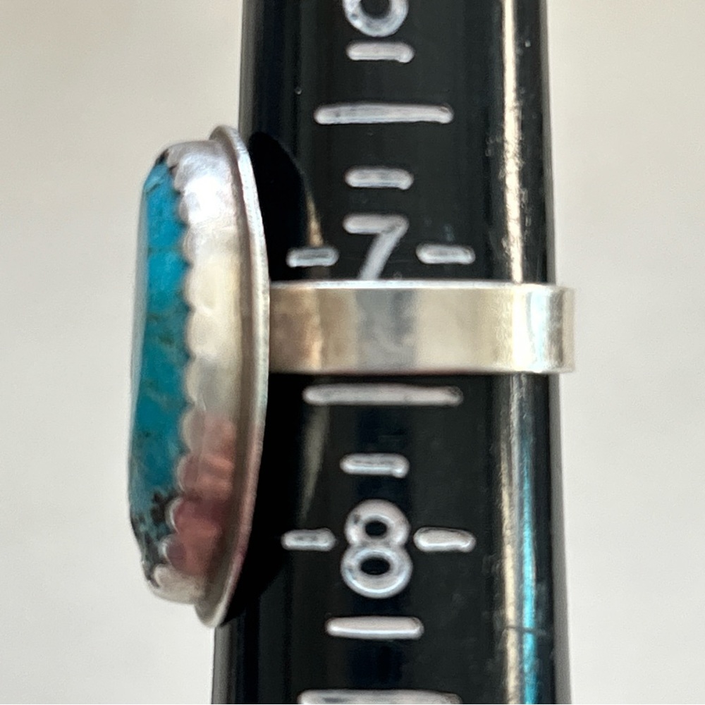 Vintage Signed Southwestern Turquoise Sterling Silver Ring - Picture 12 of 14